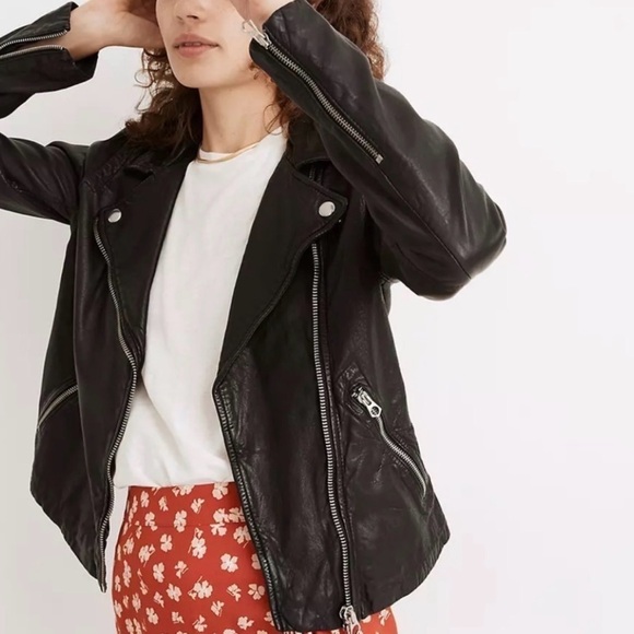 Madewell Jackets & Blazers - Madewell Black Washed Genuine Leather Jacket
